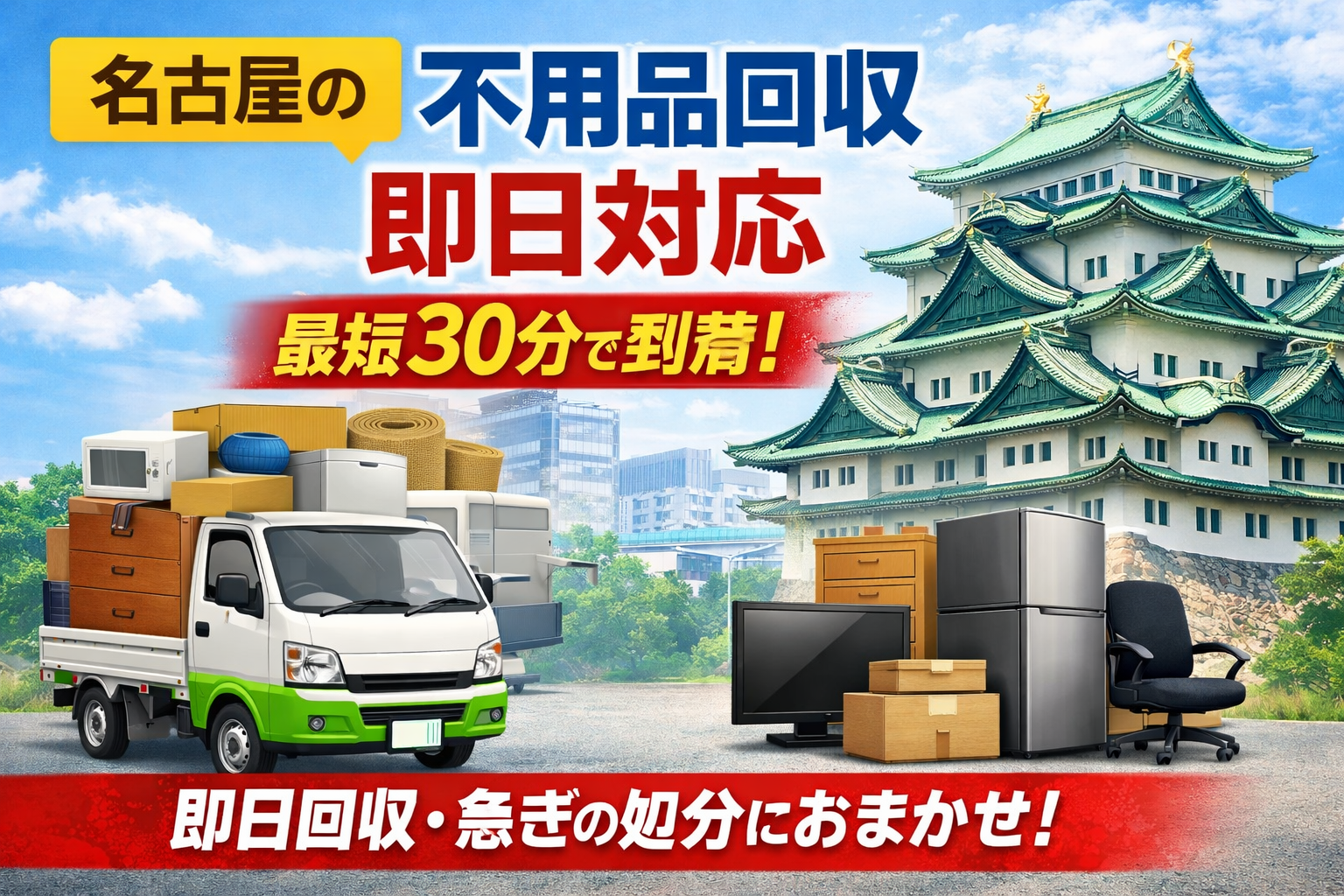 名古屋の不用品回収・即日対応を案内するアイキャッチ画像